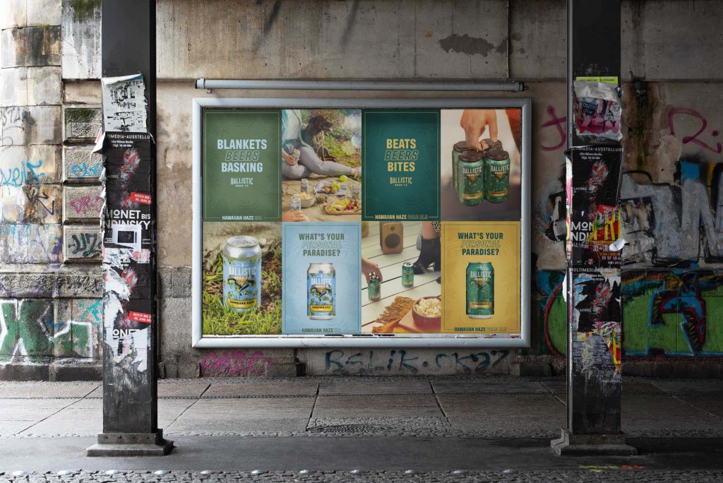 Ballistic Beer Co street billboard campaign designed by The Kinetic Agency