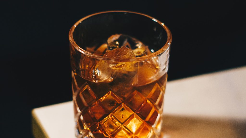 Whisky served over ice
